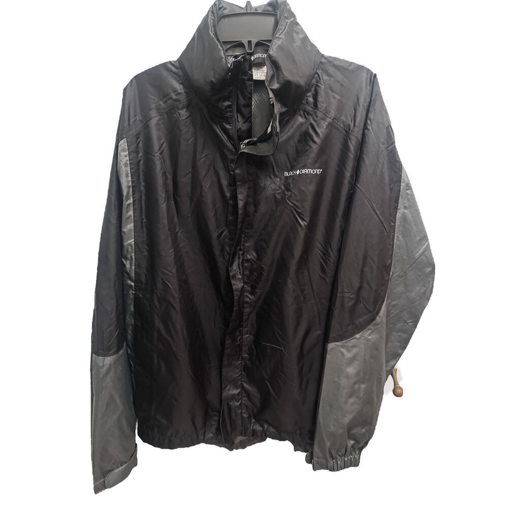 Black Diamond Packable Nylon Windbreaker Rain Jacket Black Mens